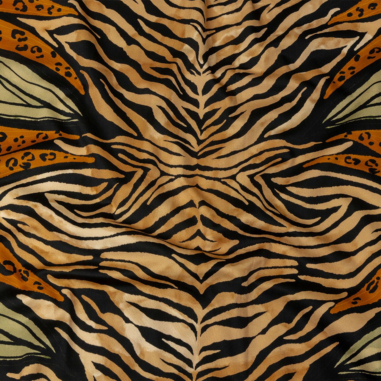 1 Yard Beige and Black Wings and Tiger Stripes Wild Wonders Print Stretch Cotton Sateen Fabric